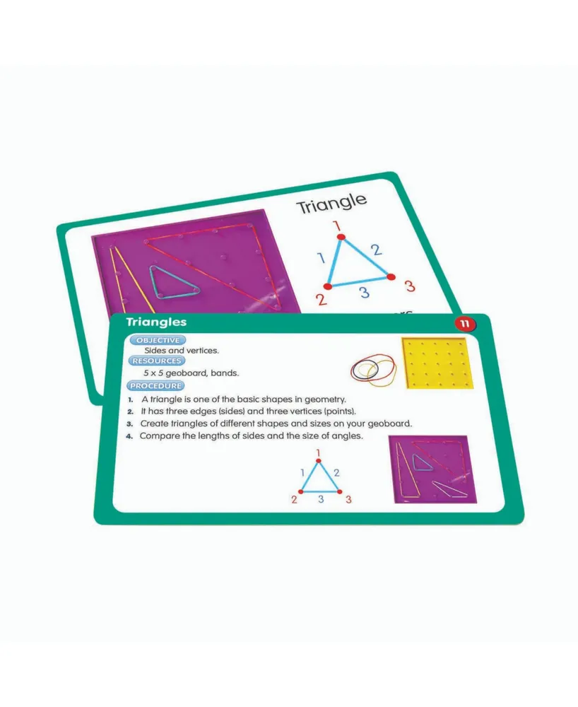 Junior Learning 50 Geoboard Educational Activity Cards for Math Skills