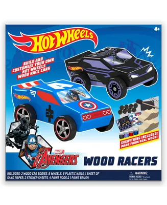 Hot Wheels Diy Toy Wood Car Racers - 2 Pack (Marvel Avengers Black Panther and Captain America)