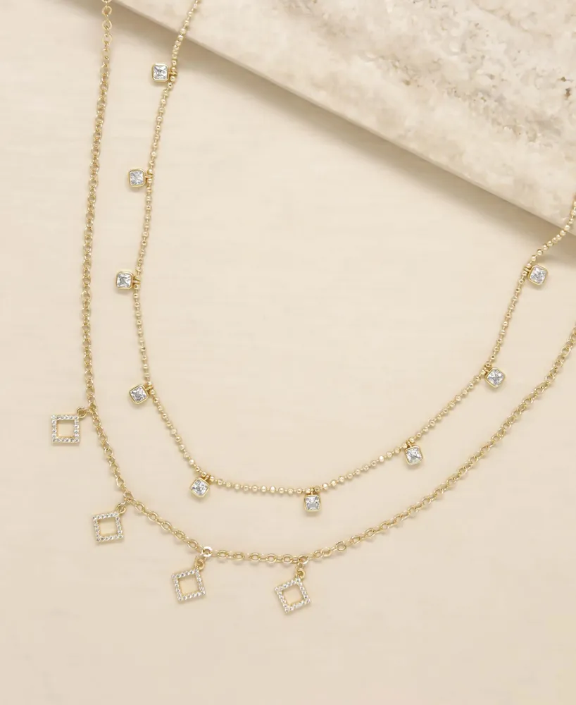 Ettika Geo Charm Layering Crystal Necklace Set of 2