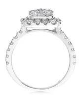 Diamond Cluster 3-Pc. Bridal Set (2 ct. t.w.) in 14k White Gold