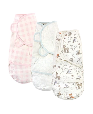 Hudson Baby Baby Girls Cotton Swaddle Wrap, Enchanted Forest, 0-3 Months