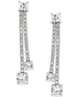 Arabella Cubic Zirconia Double Drop Earrings in Sterling Silver