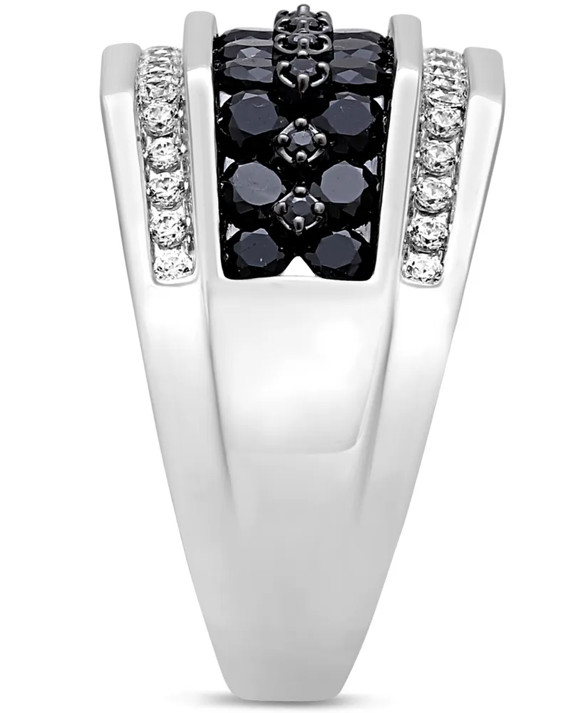 Men's Black & White Diamond Ring (2 ct. t.w.) in 10k White Gold