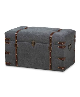 Palma Modern and Contemporary Transitional Fabric Upholstered Storage Trunk Ottoman