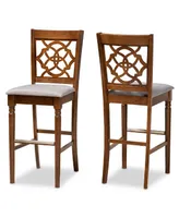 Alexandra Modern and Contemporary Fabric Upholstered 2 Piece Bar Stool Set