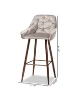 Catherine Modern and Contemporary Velvet Fabric Upholstered 4 Piece Bar Stool Set