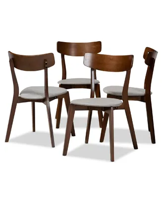 Iora Mid-Century Modern Transitional Fabric Upholstered 4 Piece Dining Chair Set