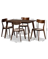 Nori Mid-Century Modern Transitional Fabric Upholstered 5 Piece Dining Set