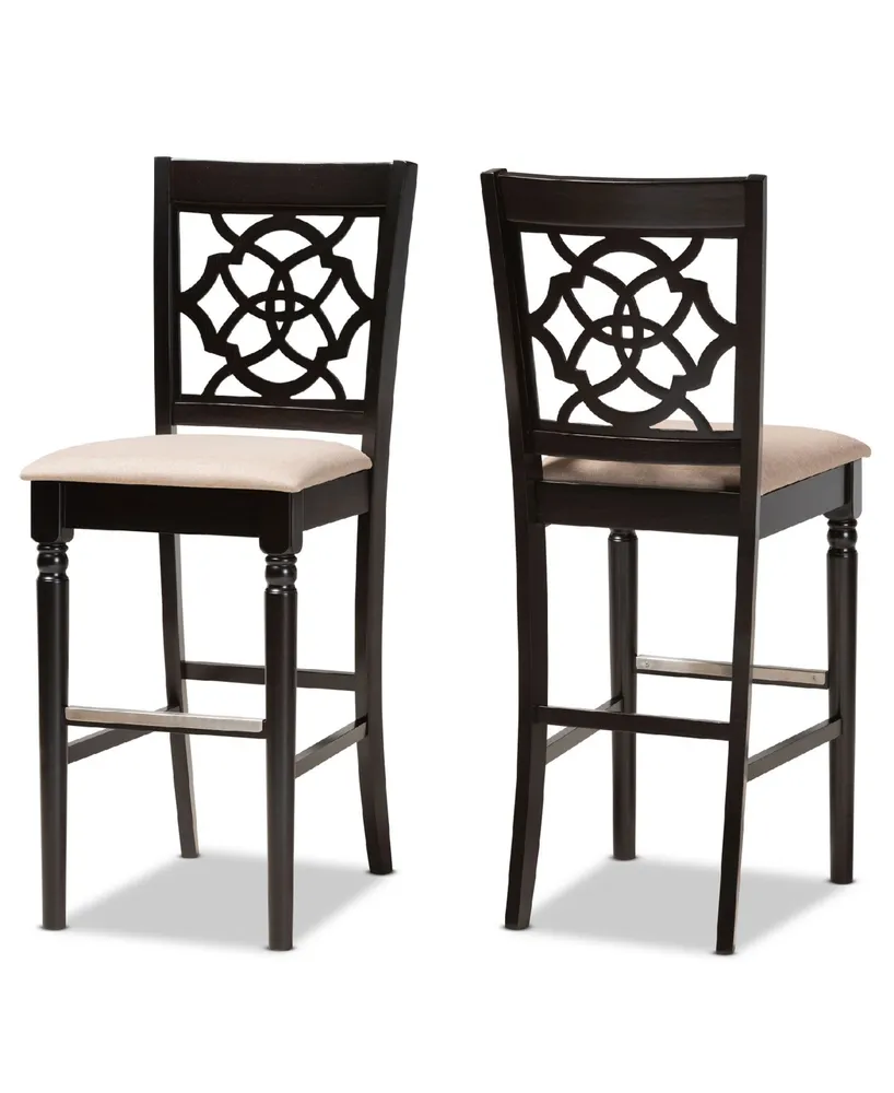 Alexandra Modern and Contemporary Fabric Upholstered 2 Piece Bar Stool Set