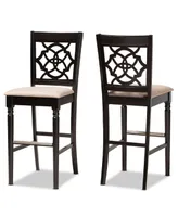 Alexandra Modern and Contemporary Fabric Upholstered 2 Piece Bar Stool Set