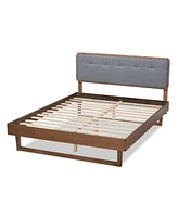 Natalia Mid-Century Modern Fabric Upholstered Queen Platform Bed