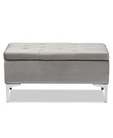 Mabel Modern and Contemporary Transitional Velvet Fabric Upholstered Storage Ottoman