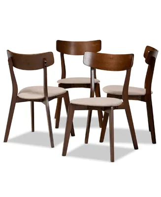 Iora Mid-Century Modern Transitional Fabric Upholstered 4 Piece Dining Chair Set