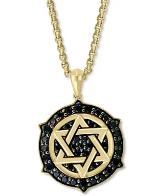 Effy Men's Black Diamond Star of David Ship's Wheel 22" Pendant Necklace (5/8 ct. t.w.) in 14k Gold