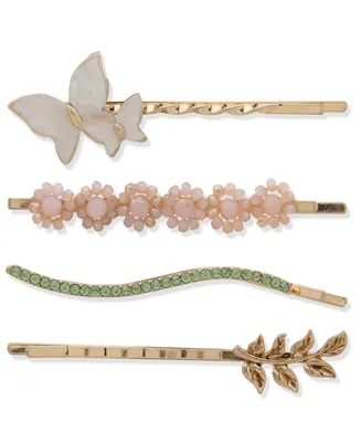 lonna & lilly 4-Pc. Gold-Tone Crystal & Stone Butterfly Bobby Pin Set