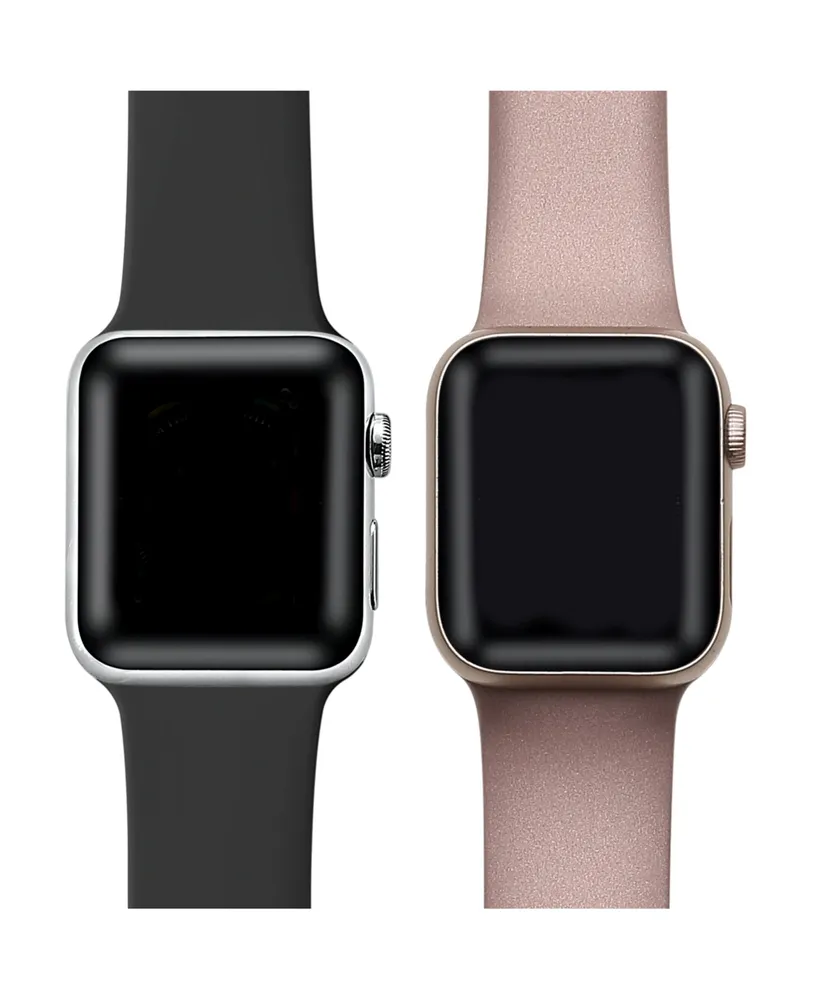 Men's and Women's Rose Gold Metallic 2 Piece Silicone Band for Apple Watch 42mm