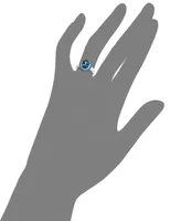 London Blue Topaz (2-3/4 ct. t.w.), Blue and White Diamond (1/3 ct. t.w.) Oval Ring in 14k White Gold