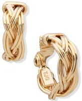 Anne Klein Gold-Tone Small Braided Clip-On Hoop Earrings, 0.75"