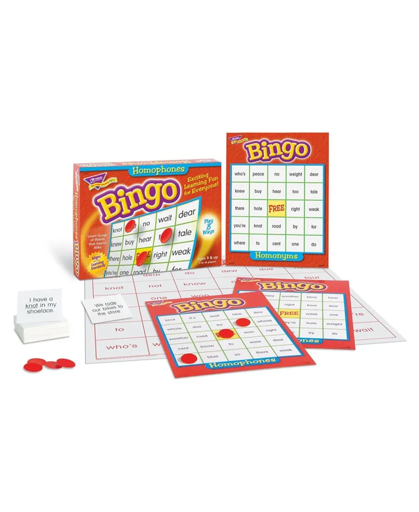 Homophones Bingo Game