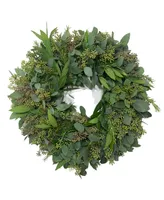 GreenishBlu Fresh Seeded Eucalyptus, Bay Leaf and Rosemary Wreath, 20"