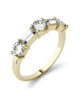 Moissanite Round and Baguette Stackable Ring 1-1/6 ct. tw. Diamond Equivalent 14k Gold