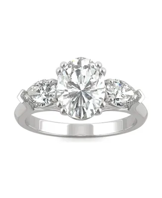 Moissanite Three Stone Engagement Ring 3 ct. t.w. Diamond Equivalent 14k White Gold