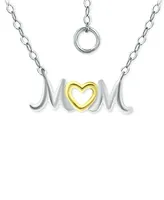 Giani Bernini Mom Heart Pendant Necklace in Sterling Silver & 18k Gold-Plated, 16" + 2" extender, Created for Macy's