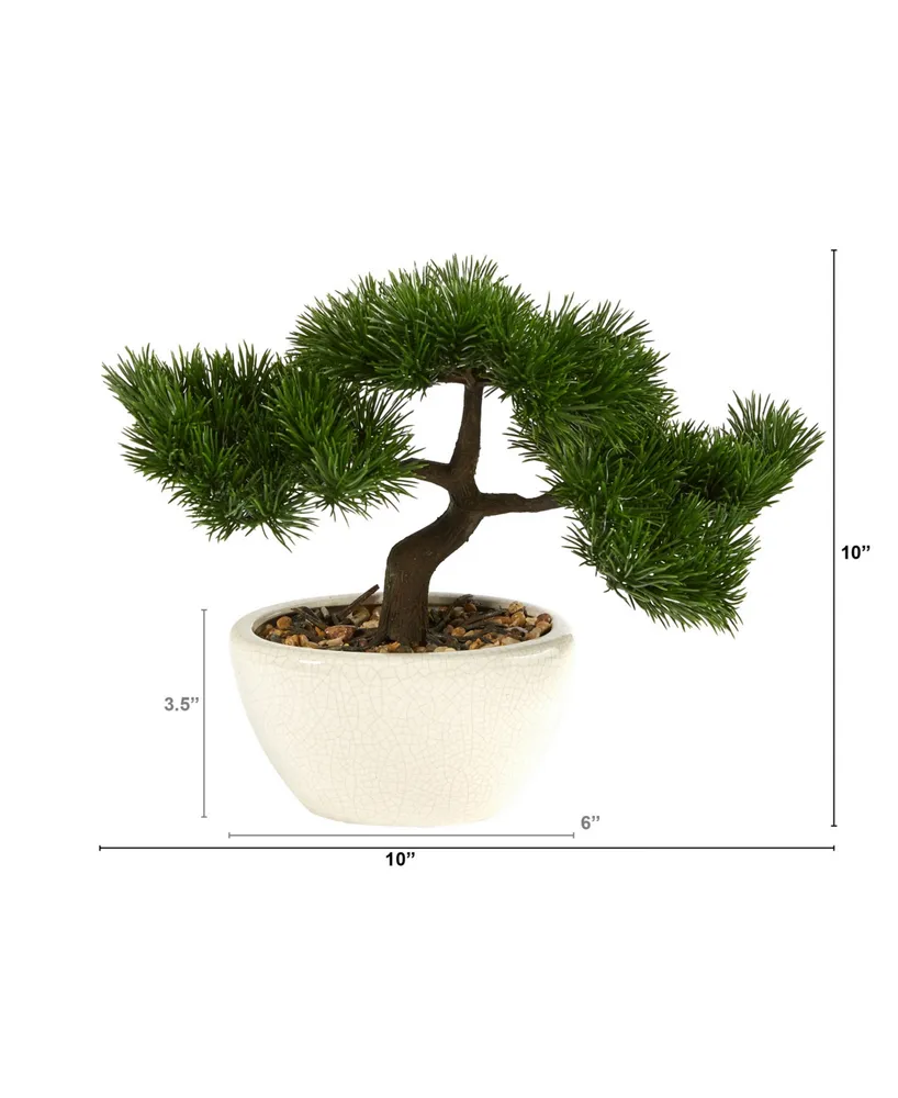 10" Cedar Bonsai Artificial Tree in Decorative Planter