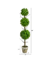 3' Eucalyptus Triple Ball Topiary Artificial Tree