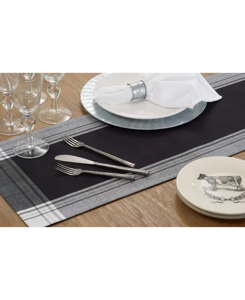 Saro Lifestyle Long Table Runner with Stripe Border Design, 72" x 13"