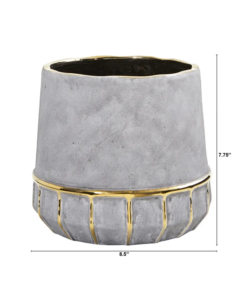 8.5" Regal Stone Decorative Planter with Gold-Tone Accents
