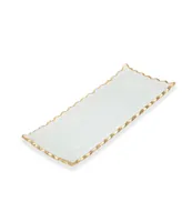 Classic Touch 14"L Glass Oblong Tray With Gold Edge