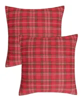 Levtex Yuletide Plaid 2-Pc. Sham Set, European