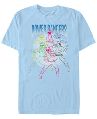Fifth Sun Men's Power Rangers Line Art Short Sleeve Crew T-shirt