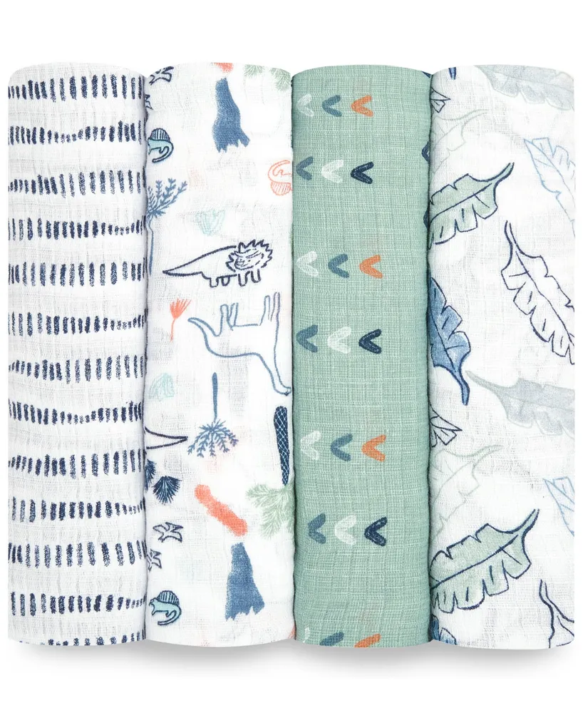 aden by aden + anais Baby Boys Printed Muslin Swaddles, Pack of 4