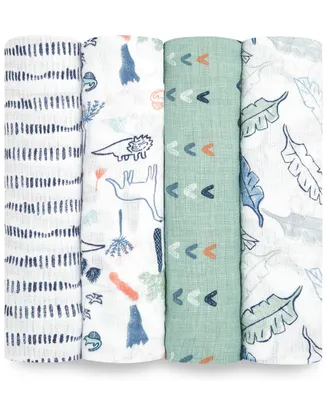 aden by aden + anais Baby Boys Printed Muslin Swaddles, Pack of 4