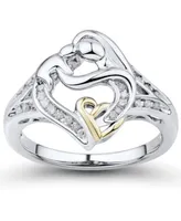 Diamond Mother & Child Ring (1/7 ct. t.w.) in Sterling Silver & 14k Gold