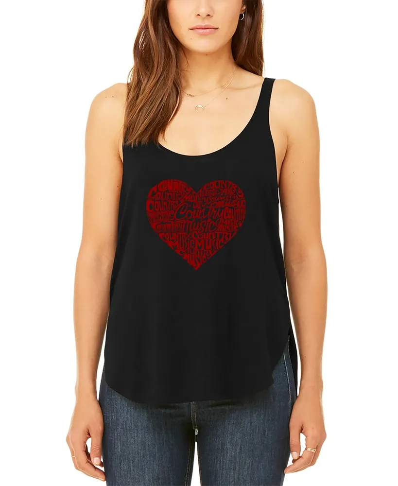 Women's Word Art Country Music Heart Flowy Tank Top