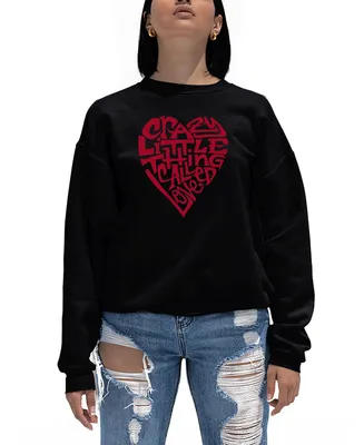 Women's Word Art Crazy Little Thing Called Love Crewneck Sweatshirt