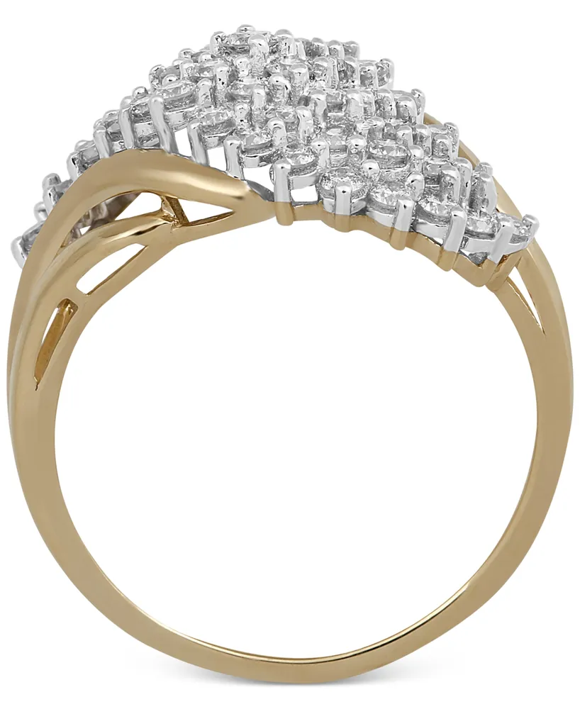 Diamond Diagonal Cluster Ring (1 ct. t.w.) in 10k Gold