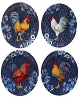 Indigo Rooster 16 Piece Dinnerware Set