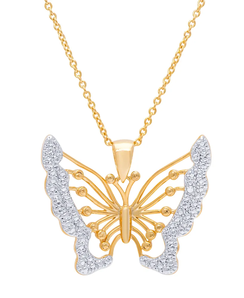 Macy's Diamond Accent Gold-plated Angel Pendant Necklace - Macy's