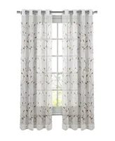 Wavy Leaves Embroidered Sheer Curtain Panel, 54" x 84"