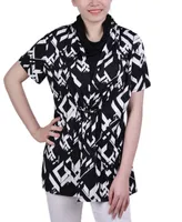 Ny Collection Petite Printed Adjustable Face-Covering Top