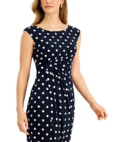 Connected Polka Dot Ruched Sheath Dress
