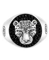 Effy Men's Black Spinel Panther Ring in Sterling Silver