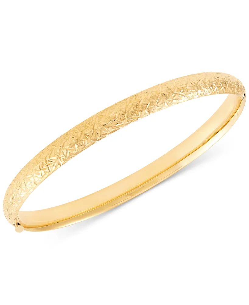 Textured Bangle Bracelet 10k Gold, White Gold and Rose