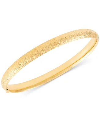 Textured Bangle Bracelet 10k Gold, White Gold and Rose