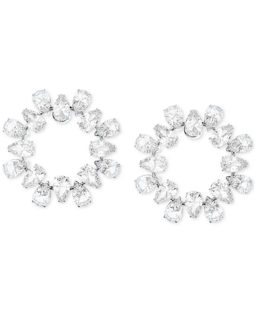 Swarovski Silver-Tone Crystal Circle Stud Earrings