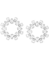 Swarovski Silver-Tone Crystal Circle Stud Earrings